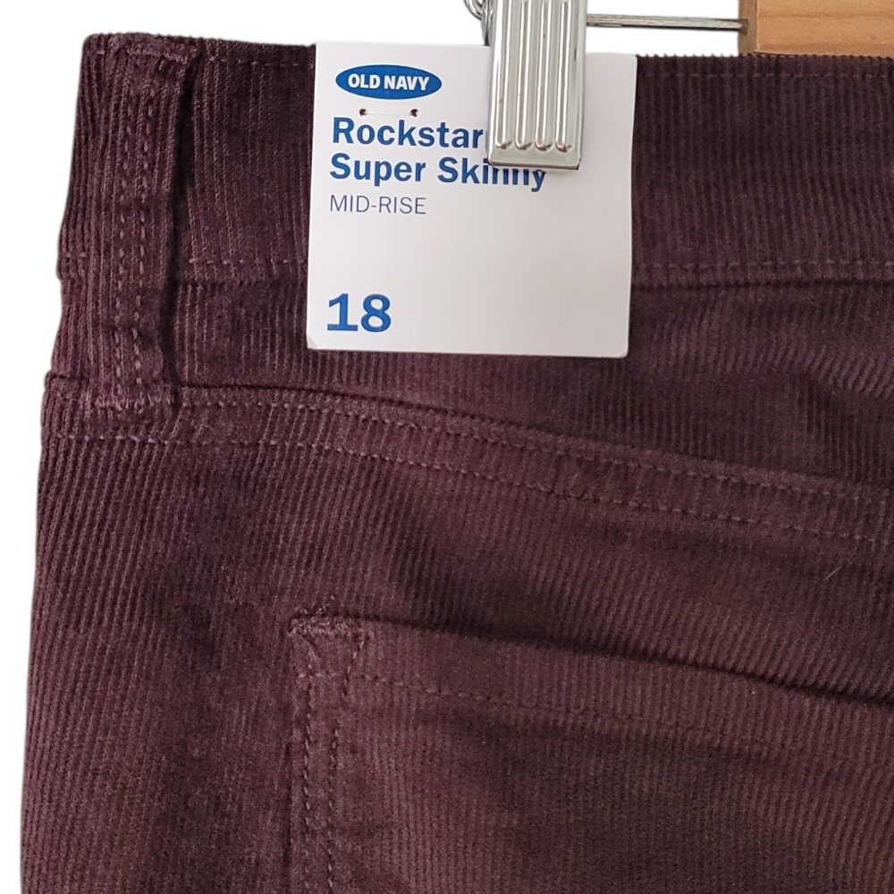 🆕️ Old Navy Mid-Rise Rockstar Super Skinny Corduroy Pants in Brown Tupelo - Picture 10 of 12